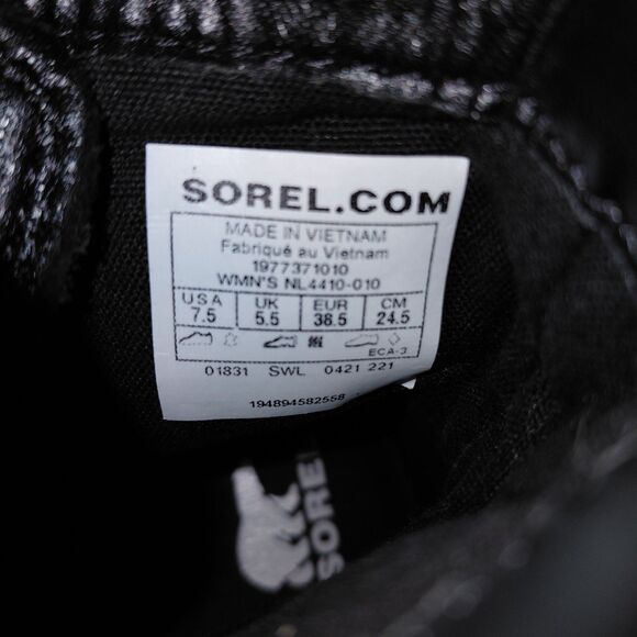 Sorel Lennox Black Suede Boots Waterproof Lace Up Women 8 Chunky Lug Sole NL4410 - Picture 10 of 11